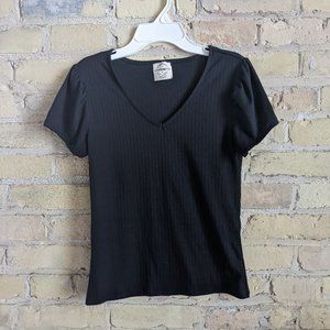 Blacked Ribbed Short Sleeve Tee